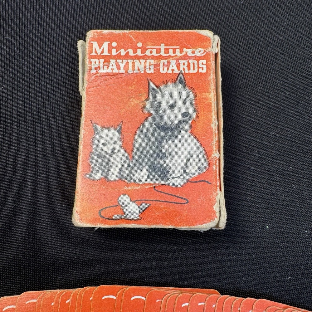 Vintage Miniature Playing Cards Westie Terrier Dogs Orange Tiny Deck Travel Size
